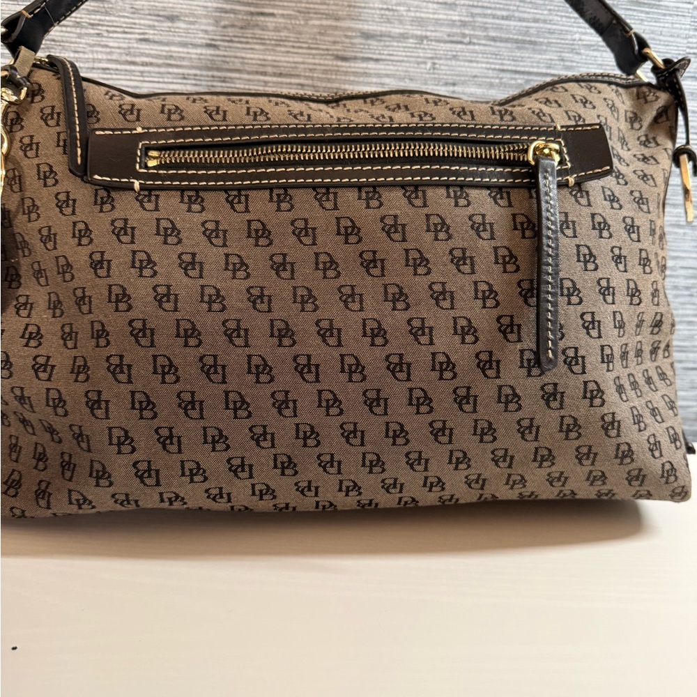 Dooney and Bourke Signature Canvas and Leather Shoulder Bag Gray